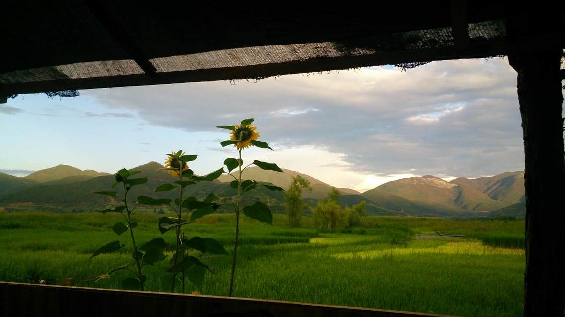 住在草海边绝对是一大享受。看着夕阳的余辉映在山头上，在草海边的草棚里吹着晚风，吃着煤炉烧烤，无比的惬意