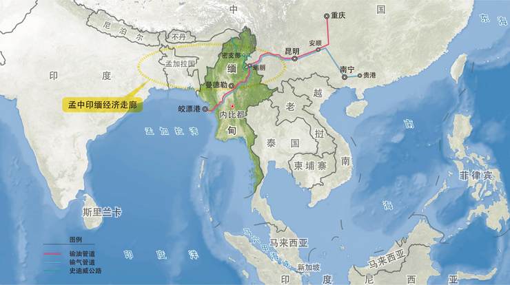 缅甸位于,南亚,东南亚的联结点,地理位置非常重要,是通往