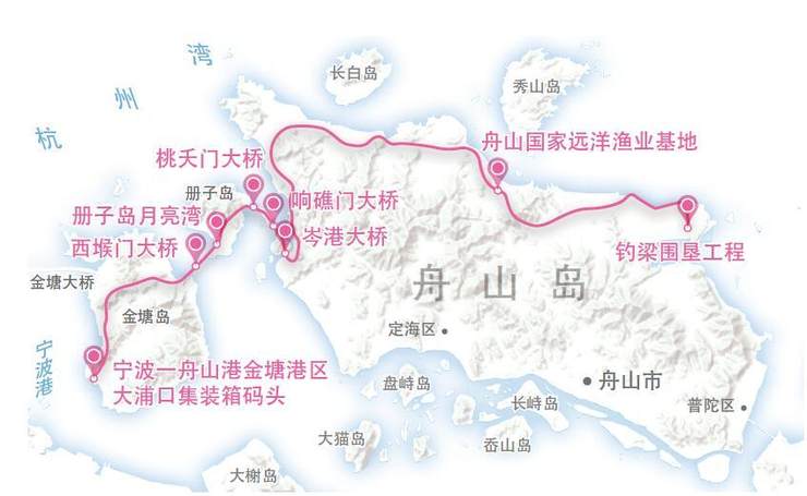 "走海岛"舟山群岛徒步路线示意图