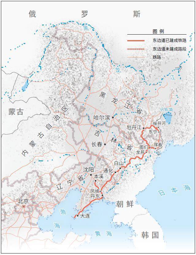 东边道及东北铁路线路图