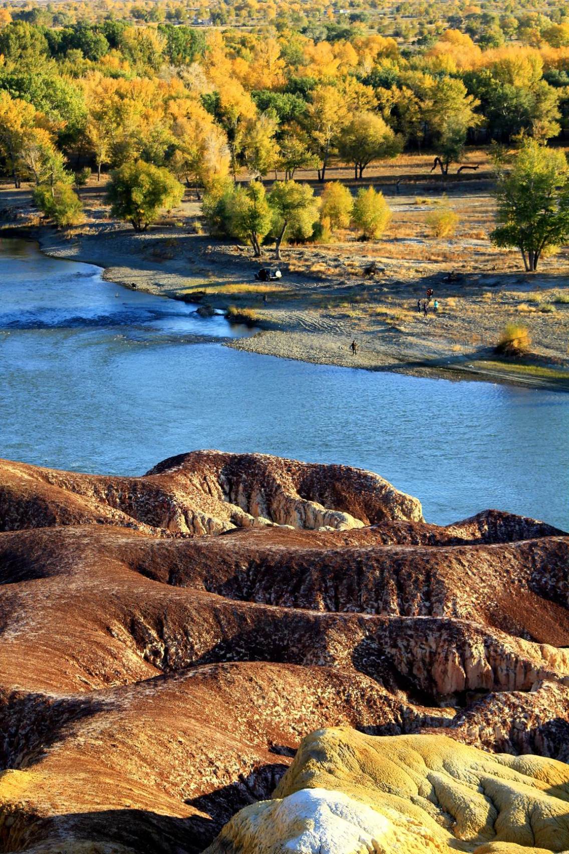 五彩滩，位于中国新疆维吾尔自治区布尔津县西北约24公里的也格孜托别乡境内，中国唯一的一条注入北冰洋的河流――额尔齐斯河穿其而过。 南岸有绿洲 ...