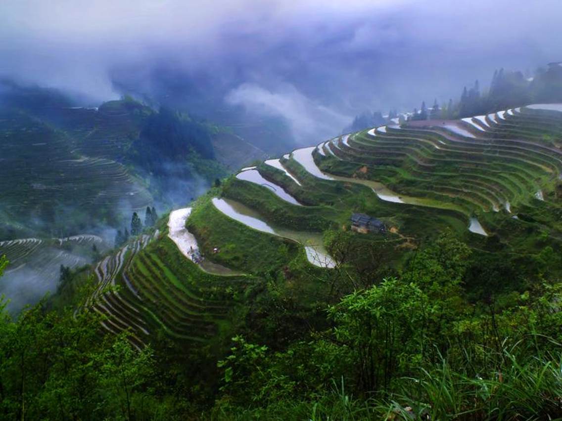 层层梯田数百上千，层层叠叠，顺山环绕，气概非凡，蔚为壮观，形成独具特色的山区田园自然风光，素有“梯田之乡”美称