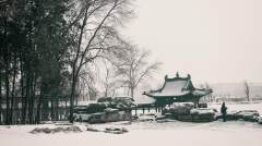 雪后的太原晋祠公园