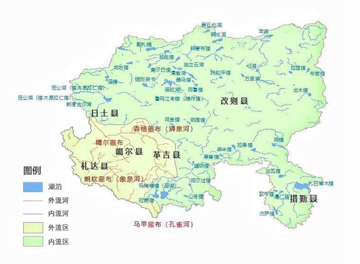 阿里地区河流示意图 制图|小涵狮泉河,象泉河,孔雀河和马泉河这四条