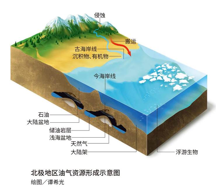 北极地区油气资源形成示意图